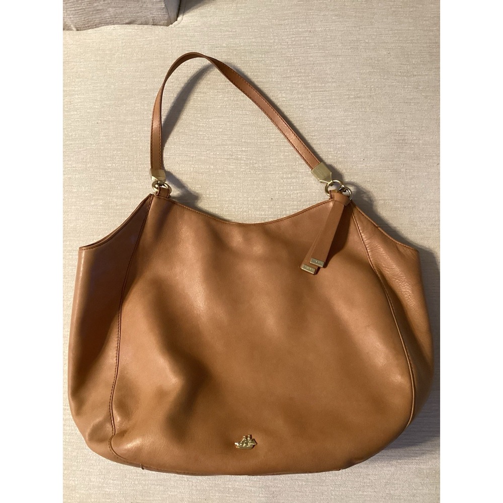 Brahmin Beige Leather Tote Handbag